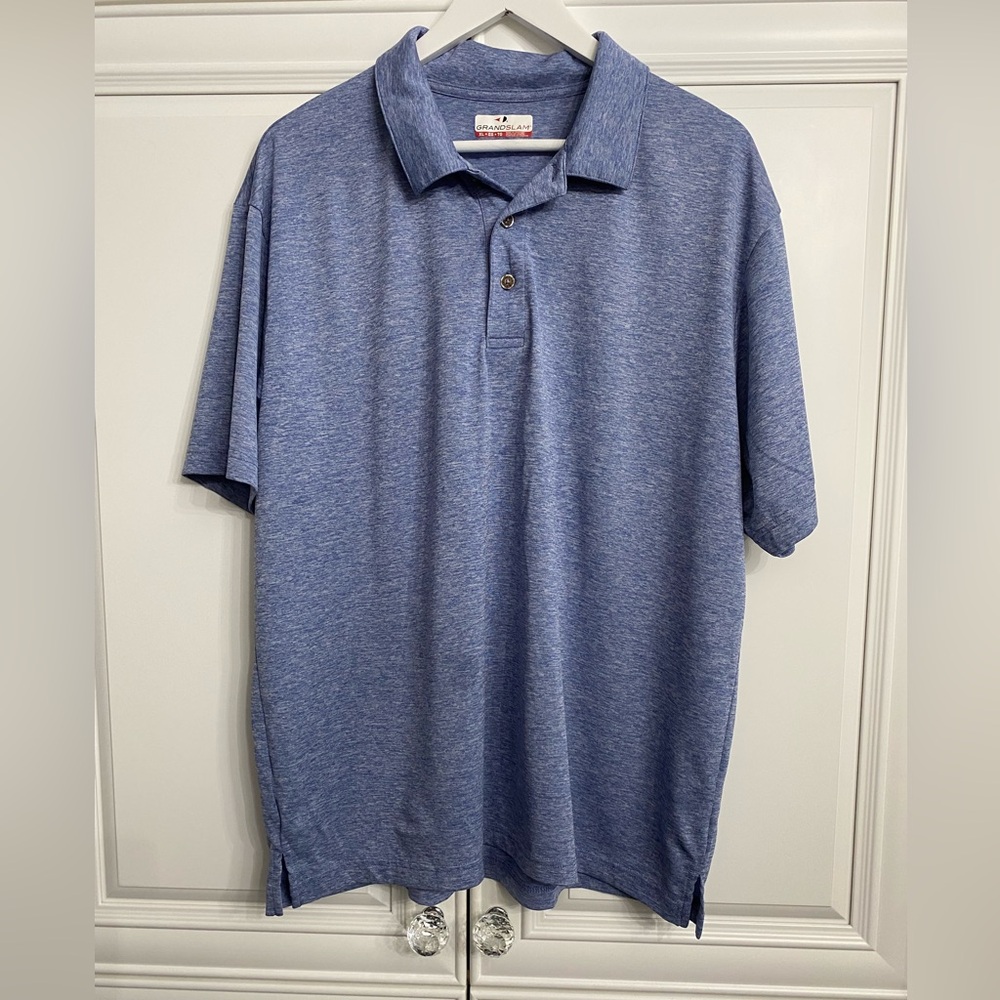 Grand Slam Size XL Blue Short Sleeve Polo Shirt Golf Tennis Sports Sporty